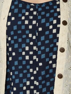 blue geometrical printed layered ethnic dress - 16167240 - Standard Image - 5