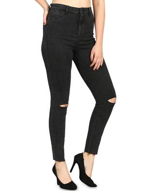 high rise knee slit jeans - 16168686 - Standard Image - 2