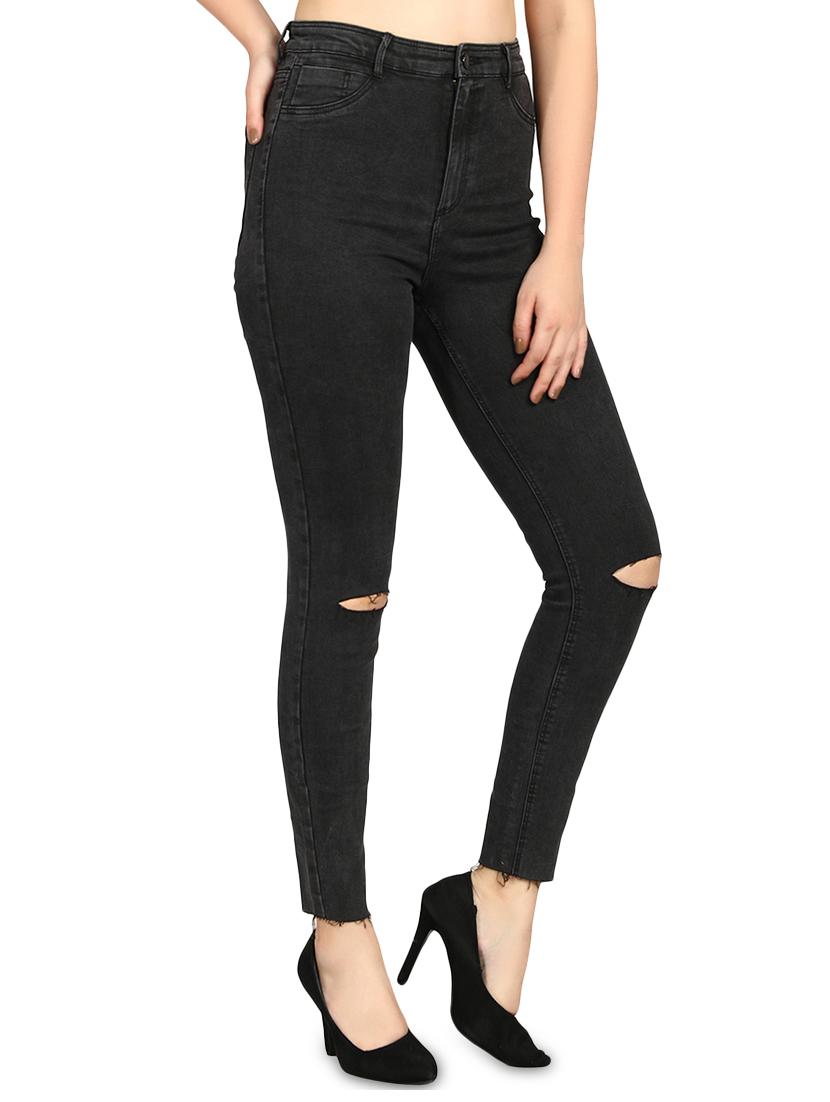 high rise knee slit jeans - 16168686 - Zoom Image - 2