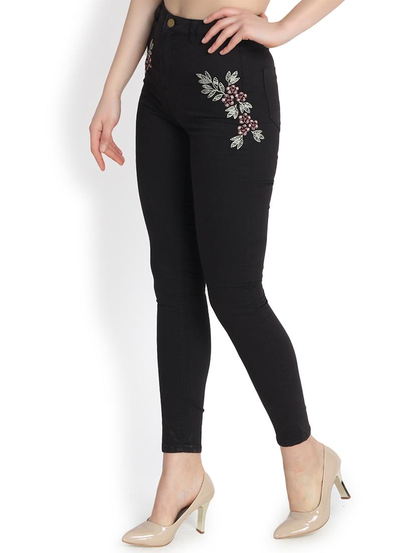 high rise embroidered jeans - 16168791 - Zoom Image - 2