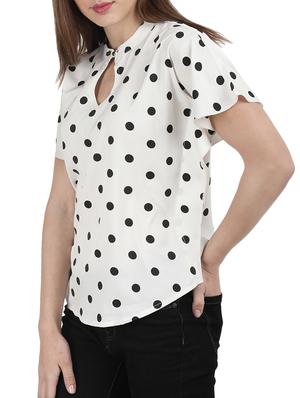 curved hem polka dots top - 16168862 - Standard Image - 2