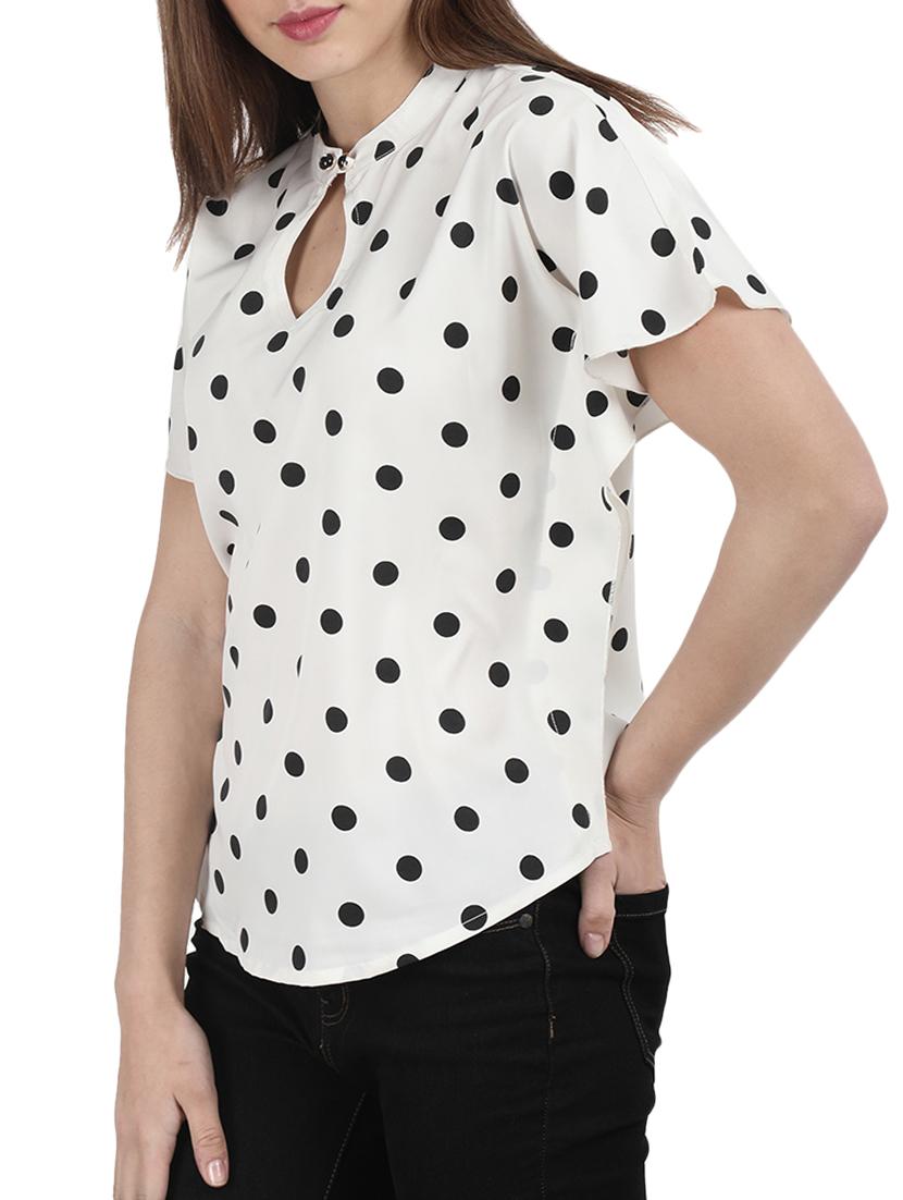 curved hem polka dots top - 16168862 - Zoom Image - 2