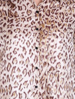 side taped animal print shirt - 16169394 - Standard Image - 5