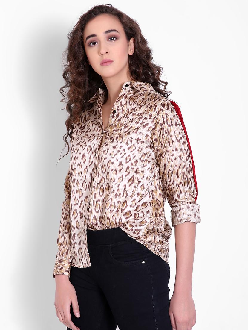 side taped animal print shirt - 16169394 - Zoom Image - 2