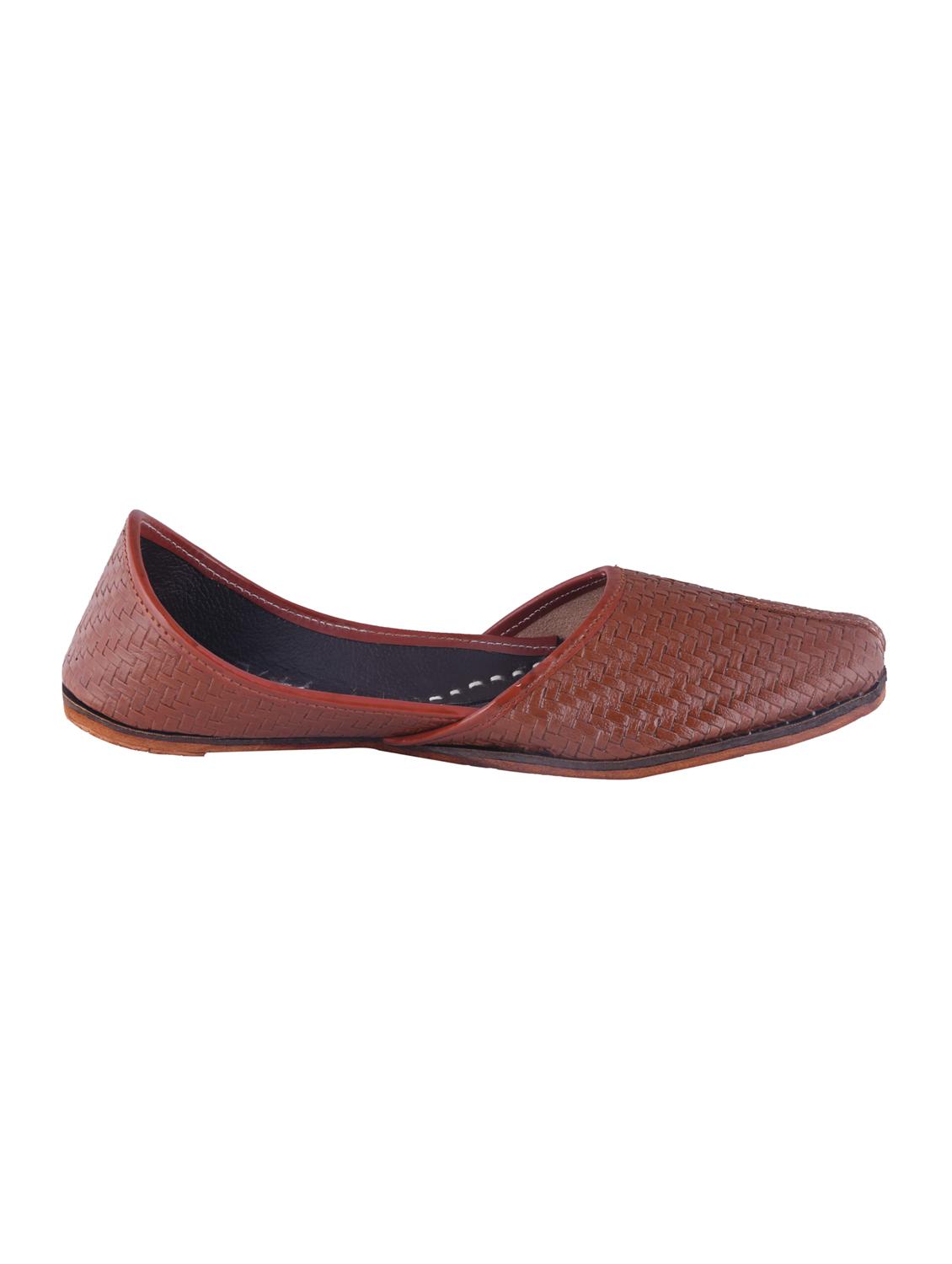 tan leather slip on jutis - 16169422 - Zoom Image - 2