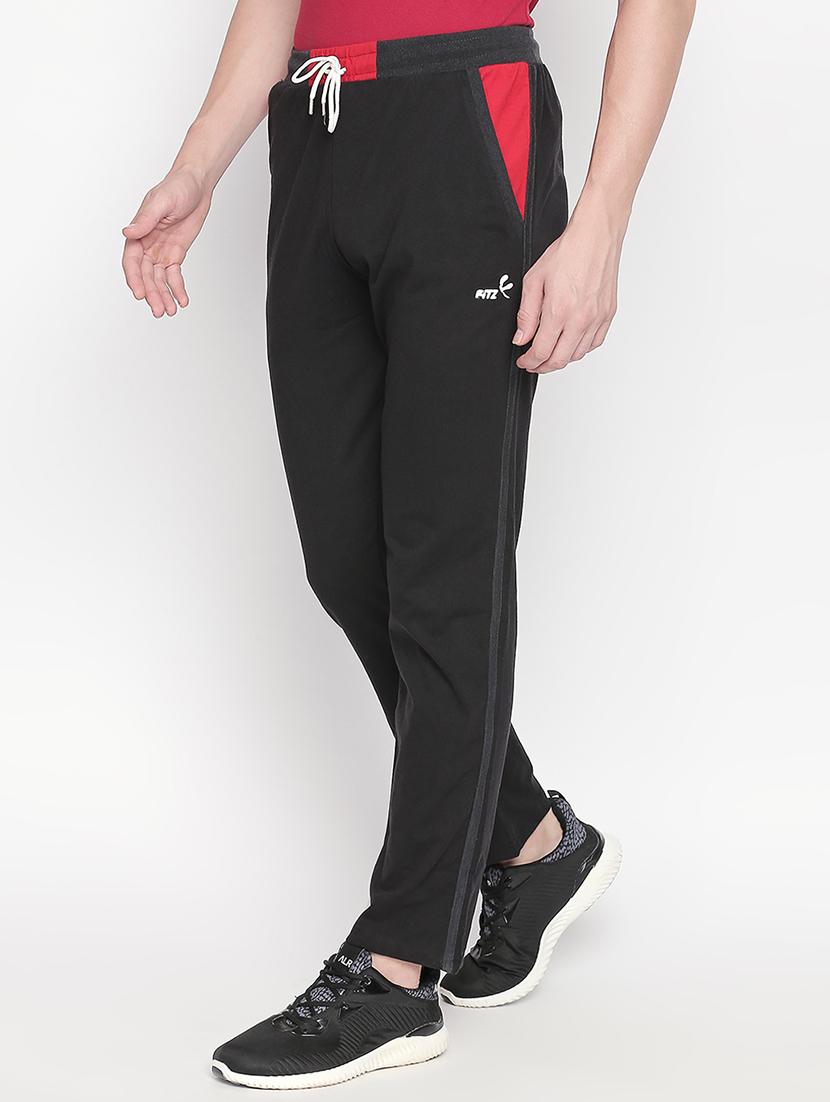black cotton full length track pant - 16169469 - Zoom Image - 2