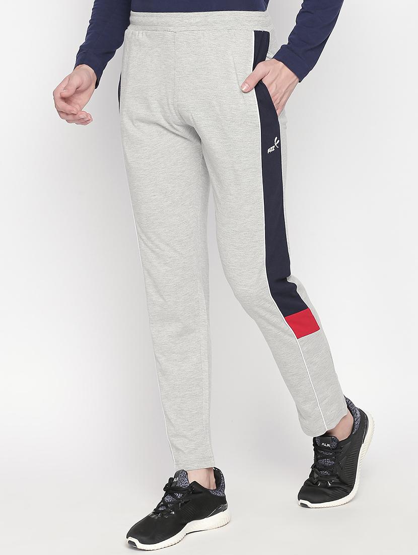 grey cotton full length track pant - 16169472 - Zoom Image - 2