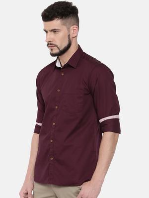 maroon solid casual shirt - 16169525 - Standard Image - 2