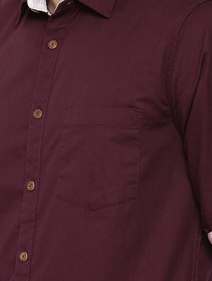 maroon solid casual shirt - 16169525 - Standard Image - 5