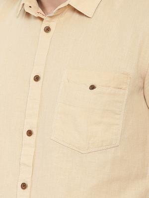 beige solid casual shirt - 16169529 - Standard Image - 5