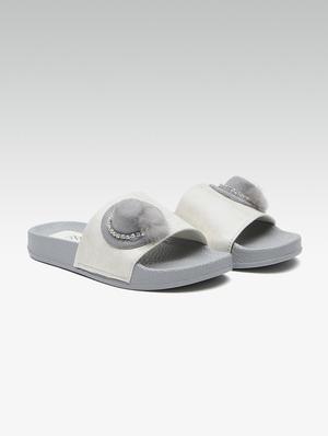 grey slip on flip flops - 16170232 - Standard Image - 2