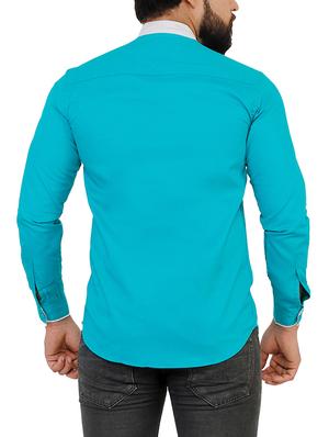 turquoise solid casual shirt - 16170845 - Standard Image - 2
