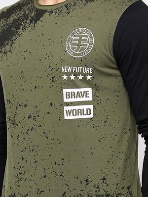 olive green front print t-shirt - 16171066 - Standard Image - 5