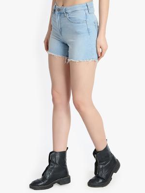 frayed he, high rise denim shorts - 16172720 - Standard Image - 2