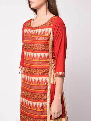 geometrical printed layered kurta - 16172930 - Standard Image - 5