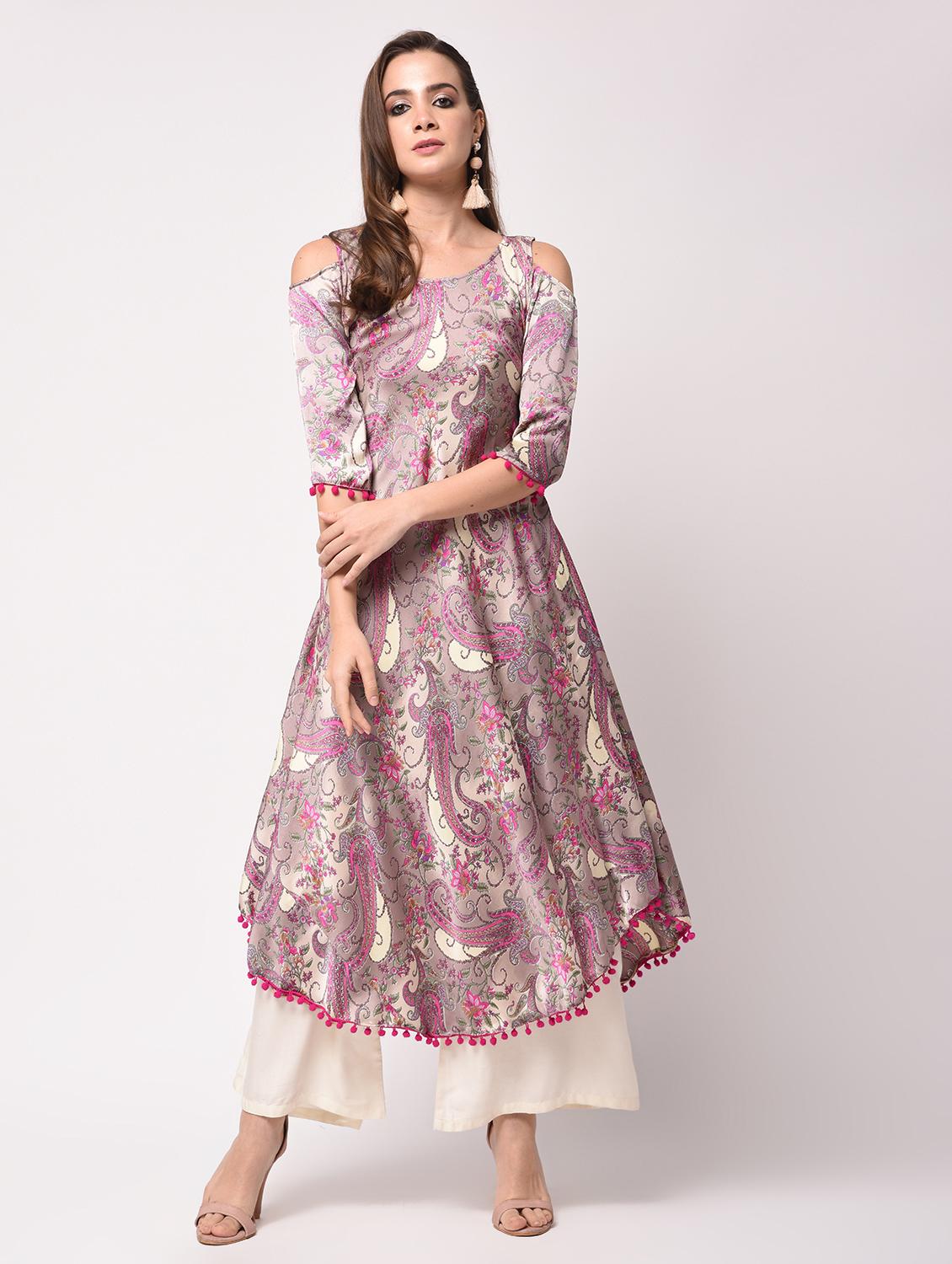 paisley printed flared kurta - 16172935 - Zoom Image - 2
