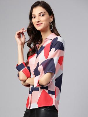 back pleat geometric shirt - 16173103 - Standard Image - 2