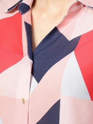 back pleat geometric shirt - 16173103 - Standard Image - 5