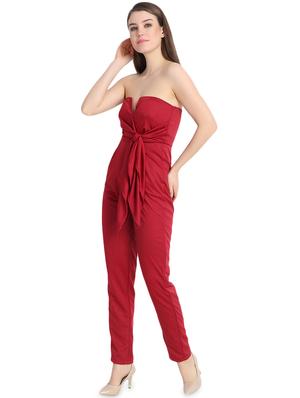 off shoulder tie knot jumpsuit - 16173911 - Standard Image - 2