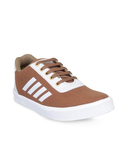 brown fabric lace up sneakers - 16174301 - Standard Image - 1