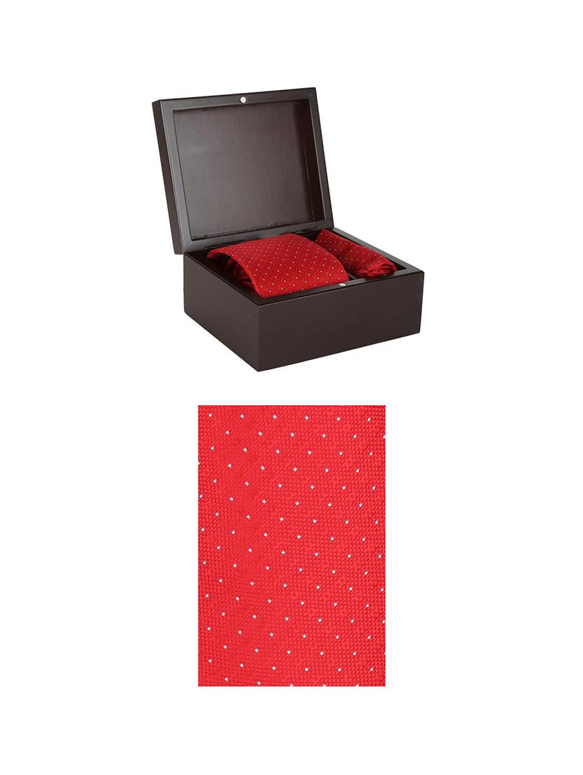 red microfiber tie and pocket square - 16174358 - Zoom Image - 2