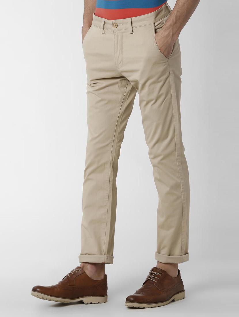 beige solid chinos - 16174436 - Zoom Image - 2