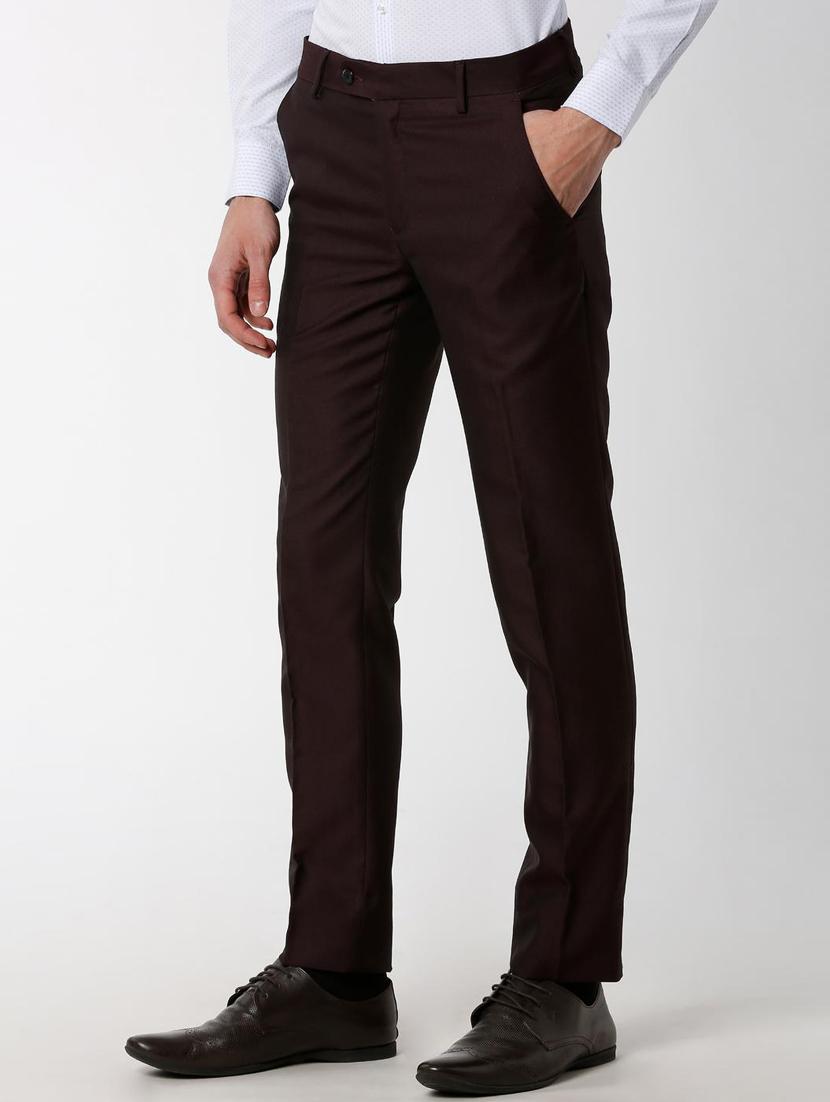 maroon polyester blend flat front formal trouser - 16174460 - Zoom Image - 2
