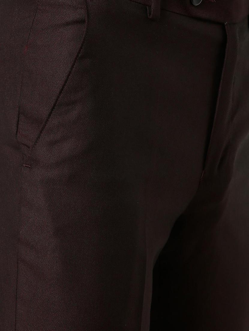 maroon polyester blend flat front formal trouser - 16174460 - Zoom Image - 5