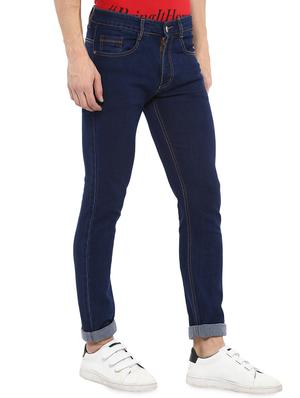 dark blue cotton blend plain jeans - 16174732 - Standard Image - 2