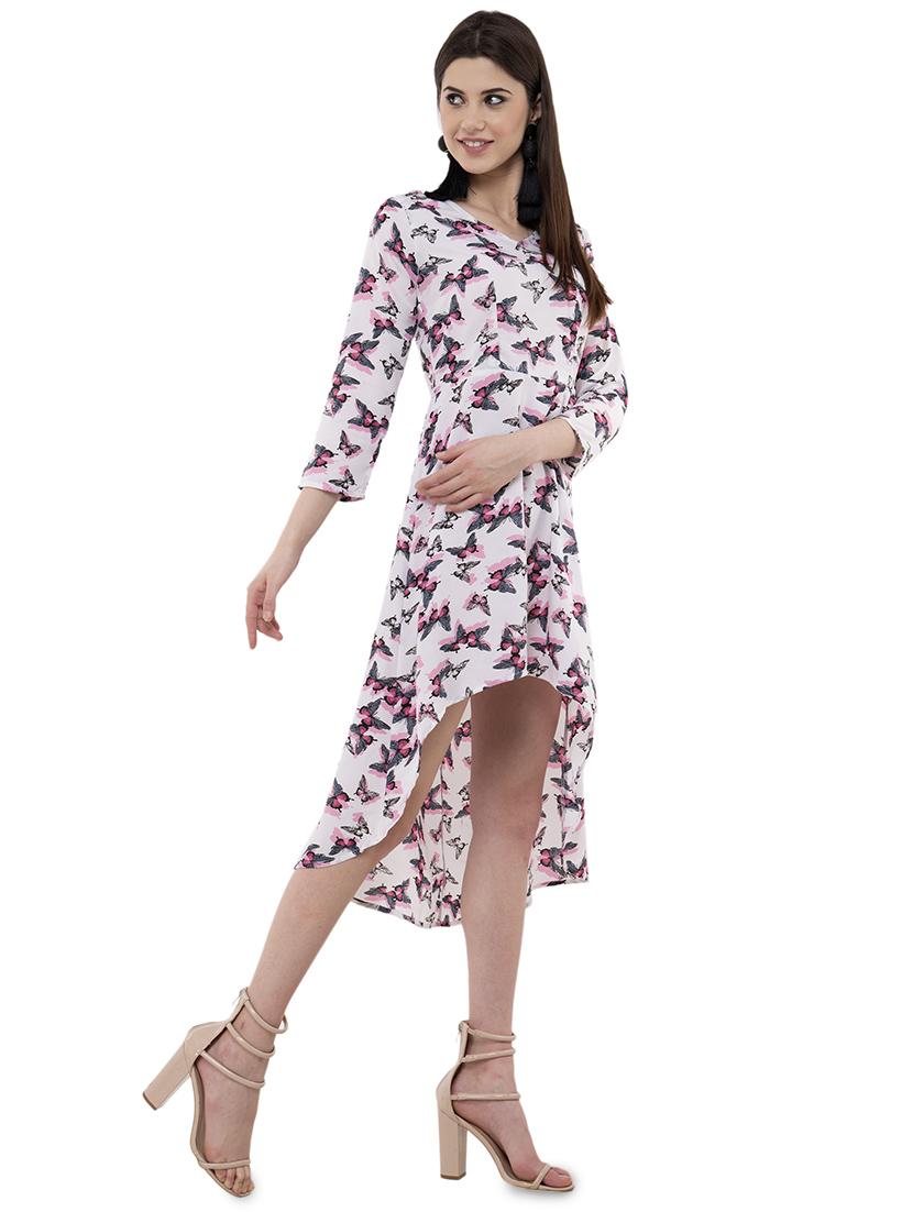 v neck printed asymmetric dress - 16175149 - Zoom Image - 2