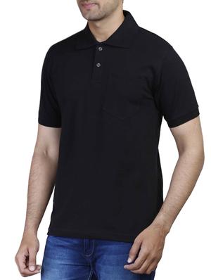 black solid polo t-shirt - 16175780 - Standard Image - 2