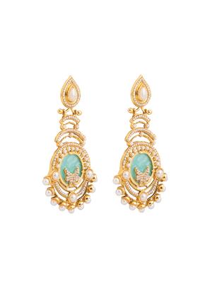 green metal drop earring - 16178695 - Standard Image - 2