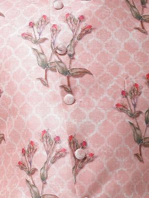 pink silk blend printed nehru jacket - 16179050 - Standard Image - 5