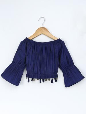 tassel detail off shoulder crop top - 16180832 - Standard Image - 2