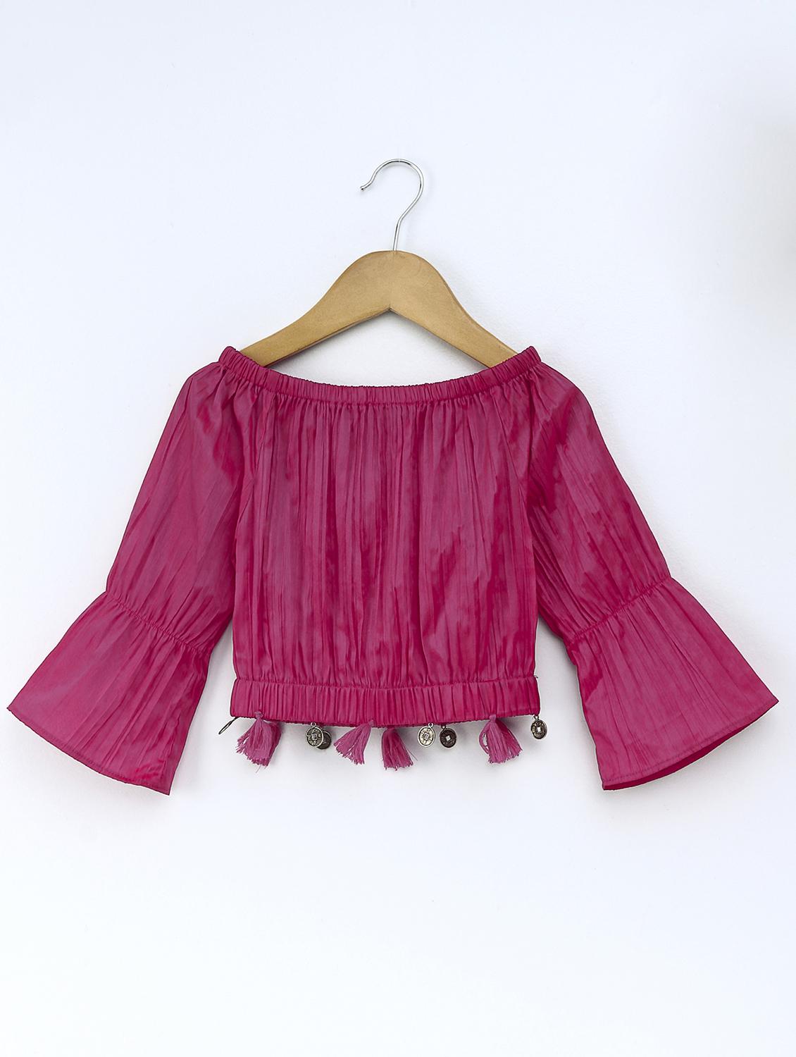 tassel detailed off shoulder crop top - 16180833 - Zoom Image - 2