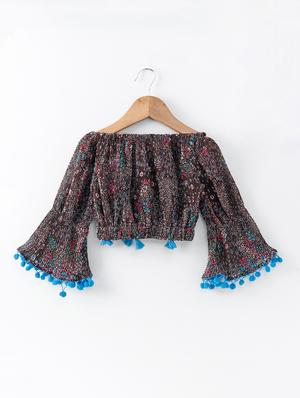 tassel detailed off shoulder crop top - 16180849 - Standard Image - 2