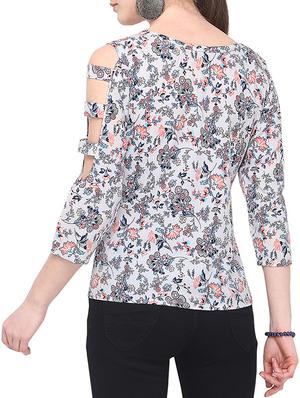 cut out sleeved floral top - 16183835 - Standard Image - 2
