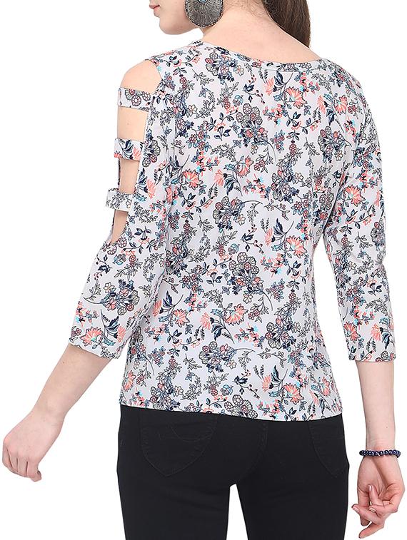 cut out sleeved floral top - 16183835 - Zoom Image - 2