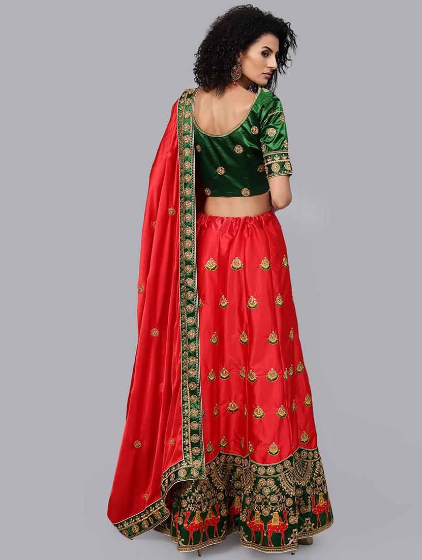 red flared lehenga - 16185049 - Zoom Image - 2