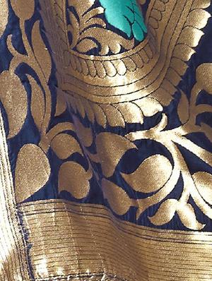 blue silk flared lehenga - 16185054 - Standard Image - 2