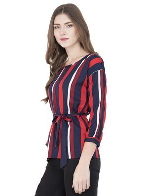 tie front striped top - 16185148 - Standard Image - 2