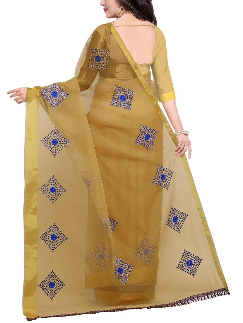 Embroidered bordered saree with blouse - 16186601 - Zoom Image - 2