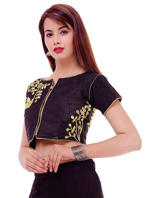 Embroidered solid blouse - 16186764 - Standard Image - 2