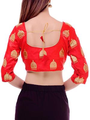 red silk embroidered blouse - 16186802 - Standard Image - 2