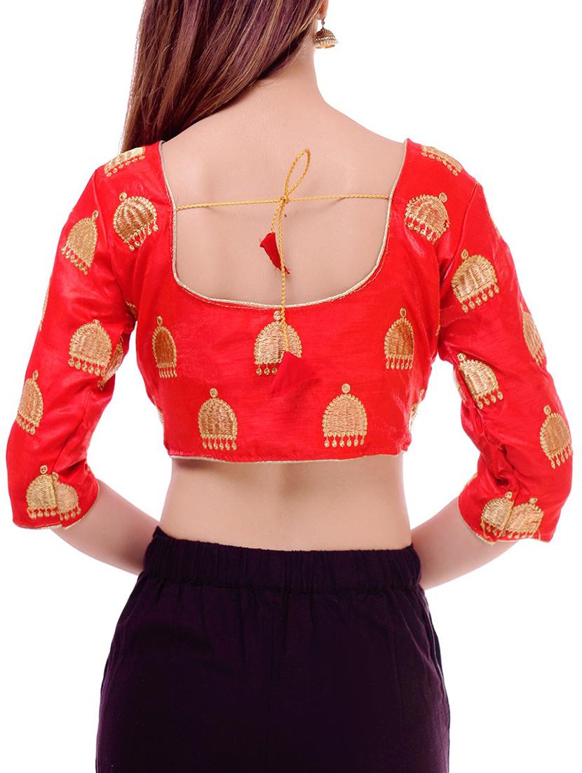 red silk embroidered blouse - 16186802 - Zoom Image - 2