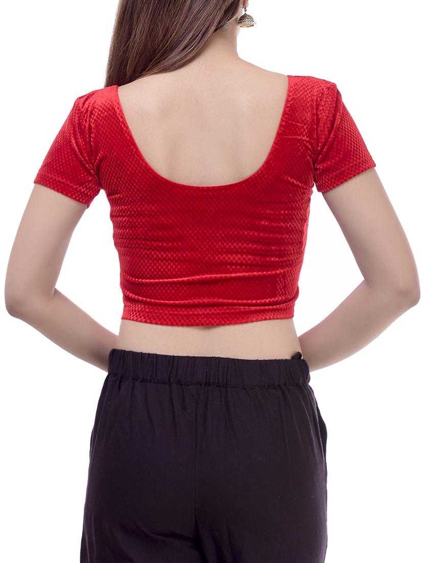 red velvet solid blouse - 16186805 - Zoom Image - 2
