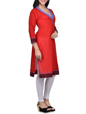 Contrast neckline solid kurta - 16186899 - Standard Image - 2