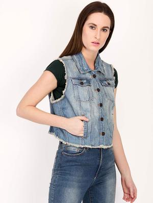 frayed edge button up jacket - 16187398 - Standard Image - 2