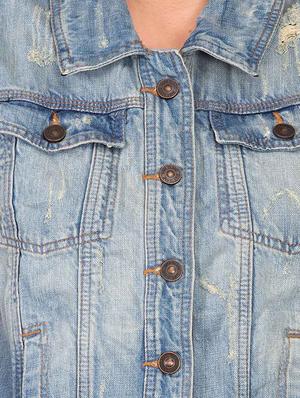 frayed edge button up jacket - 16187398 - Standard Image - 5