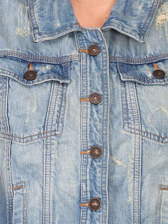frayed edge button up jacket - 16187398 - Zoom Image - 5